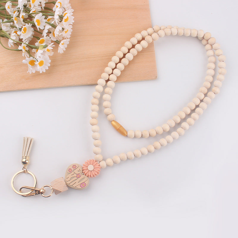 Wholesale New Wooden Bead Necklace Keychain